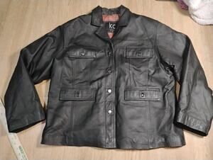 Women’s Jacket Size 2X Black KC Collections Button Up Front